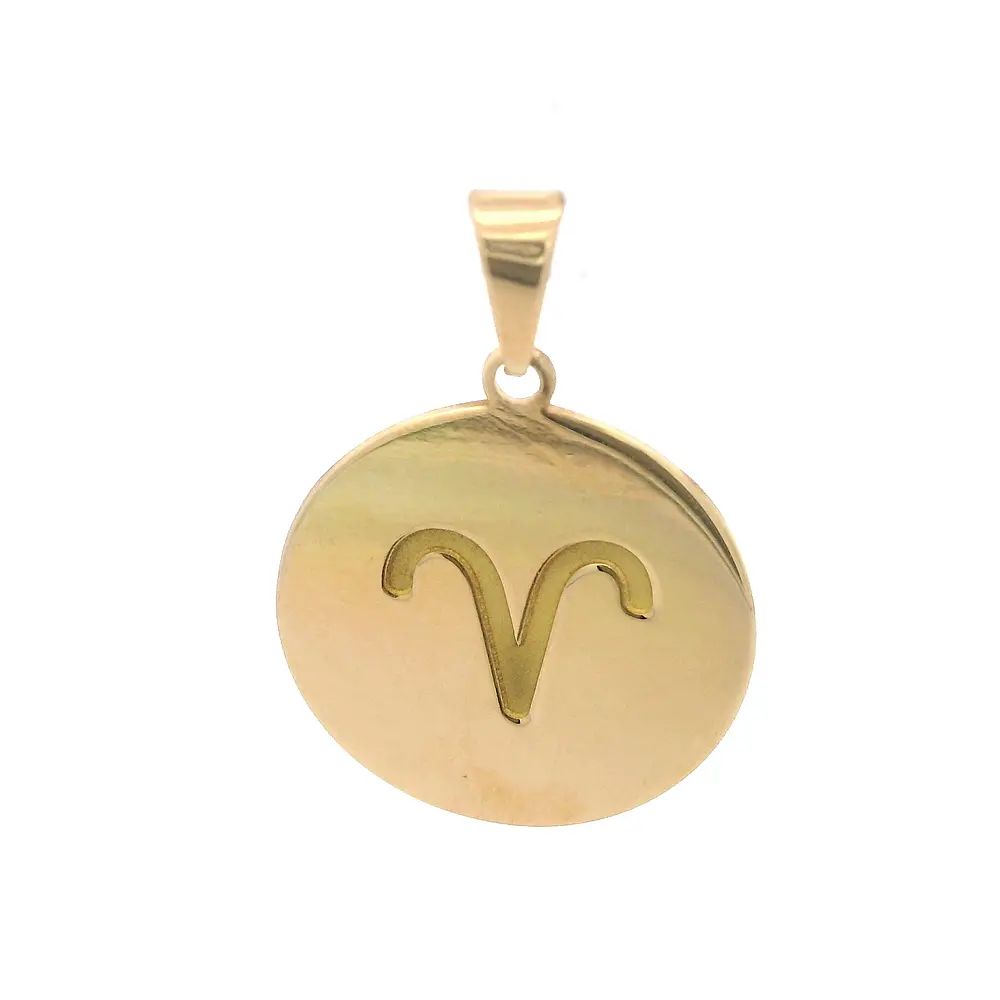 Colgante Circular Aries de Oro Amarillo 18K Mateado