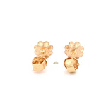 Aros Flor para Bebé de Oro Amarillo 18K con Piedra Fucsia
