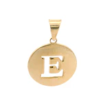 Colgante Circular Letra E Calada de Oro Amarillo 18K