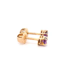 Aros Chatón para Bebé de Oro Amarillo 18K con Piedra Morada