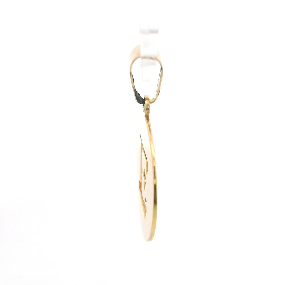 Colgante Circular Letra E Calada de Oro Amarillo 18K