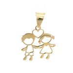 Colgante Niño y Niña con Corazón Calado de Oro Amarillo 18K