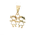 Colgante Niñas con Corazón Calado de Oro Amarillo 18K