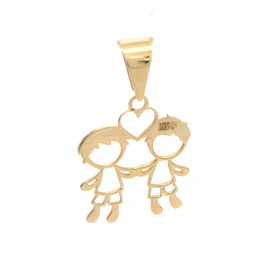 Colgante Niños con Corazón Calado de Oro Amarillo 18K
