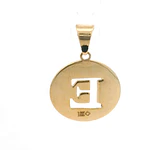 Colgante Circular Letra E Calada de Oro Amarillo 18K
