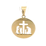 Colgante Circular Familia Orando de Oro Amarillo 18K – 22 mm