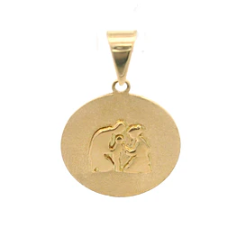 Colgante Circular Familia Arrodillada de Oro Amarillo 18K