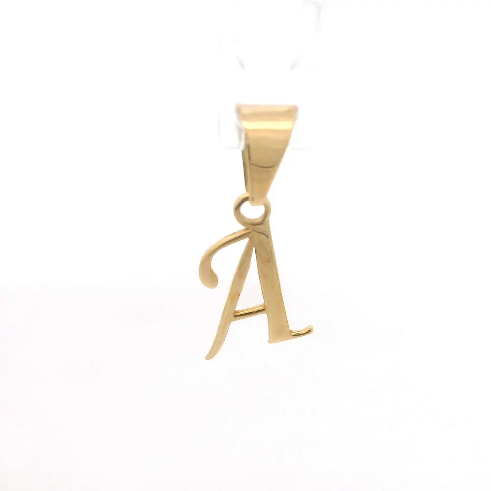 Colgante Letra A Cursiva Calada de Oro Amarillo 18K