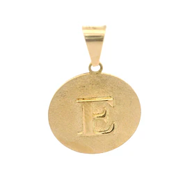 Colgante Circular Mateado Letra E de Oro Amarillo 18K