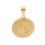 Colgante Circular Mateado Letra E de Oro Amarillo 18K