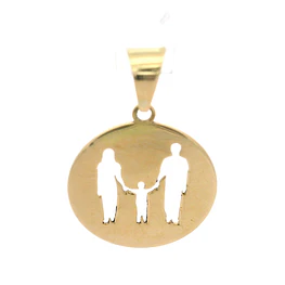 Colgante Circular Familia de la Mano de Oro Amarillo 18K
