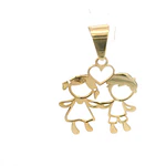 Colgante Niño y Niña con Corazón Calado de Oro Amarillo 18K