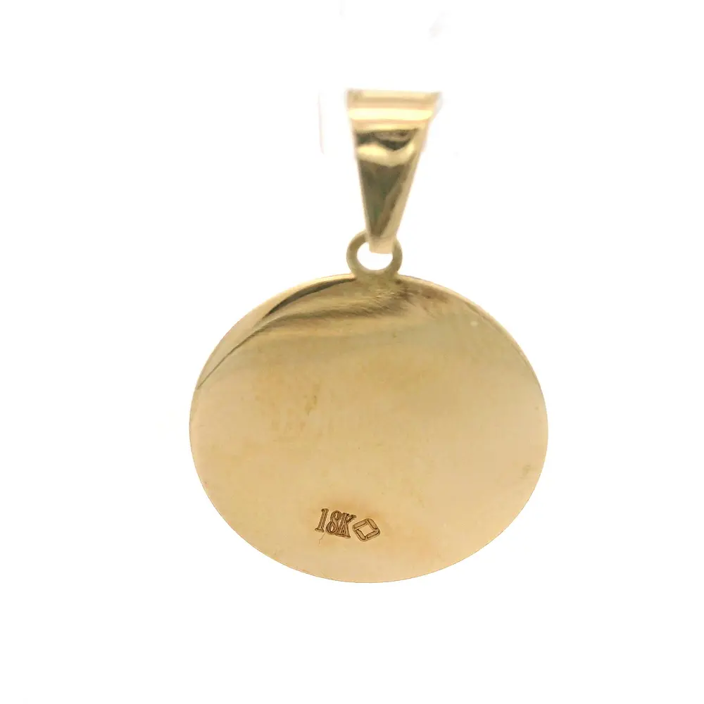 Colgante Circular Mateado Letra E de Oro Amarillo 18K