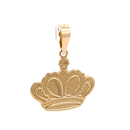 Colgante Corona Tallada de Oro Amarillo 18K