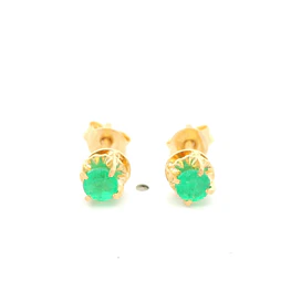 Aros de Oro 18K Chatón con Esmeralda