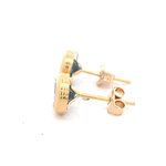 Aros De Oro Amarillo 18K Punto de Luz Piedra Celeste
