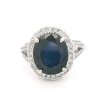 Anillo Sello de Oro Blanco 14K Rodinado con 52 Diamantes