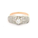 Anillo Cintillo de Dos Oros 18K con 15 Diamantes Naturales