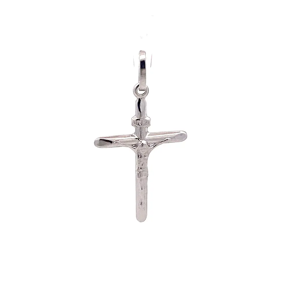 Colgante Crucifijo de Oro Blanco 18K con Valier