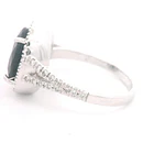 Anillo Sello de Oro Blanco 14K Rodinado con 52 Diamantes