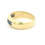 Anillo Bombé de Oro Amarillo 18K con 6 Piedras Azules y Diamante