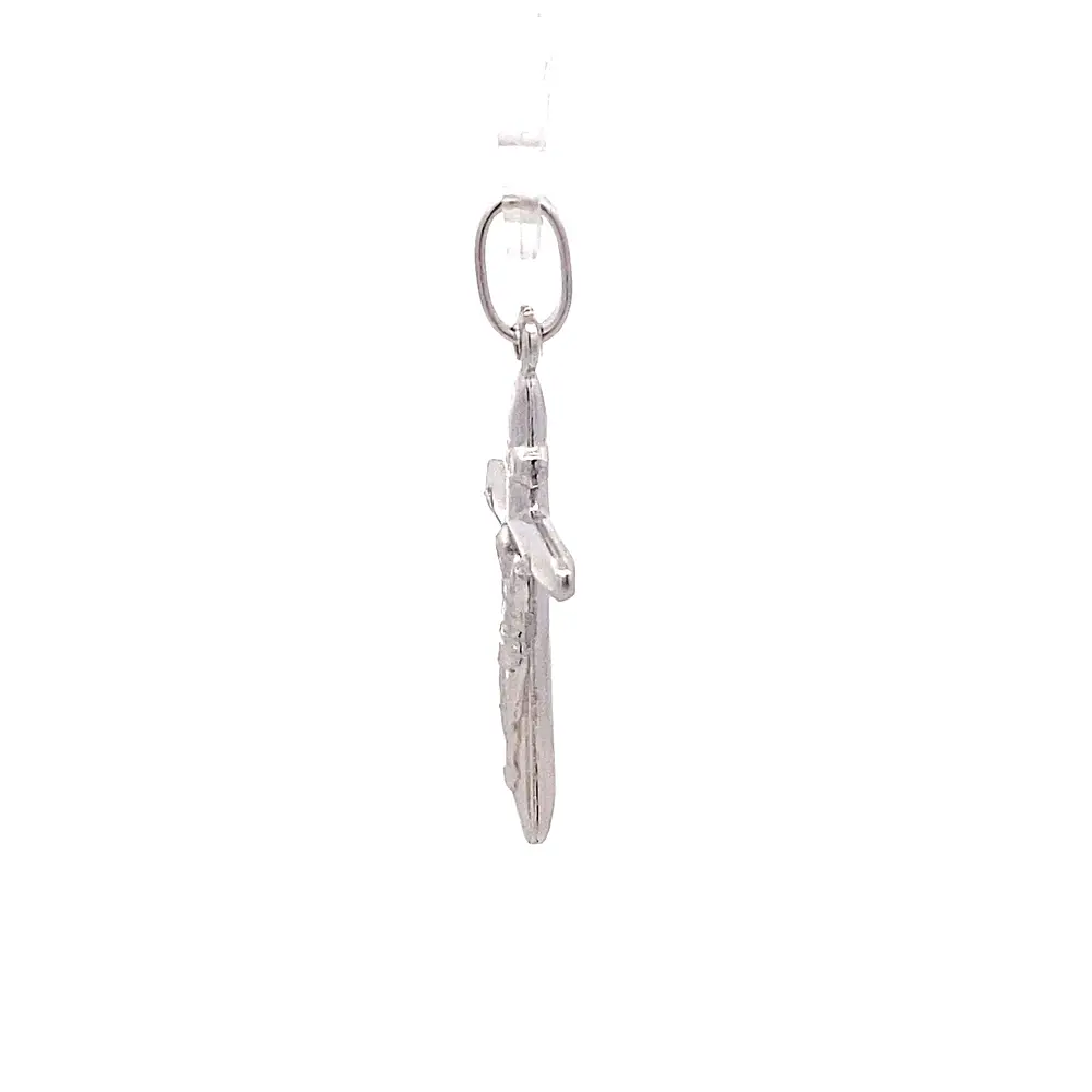 Colgante Crucifijo de Oro Blanco 18K con Valier
