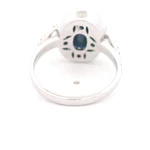 Anillo Sello de Oro Blanco 14K Rodinado con 52 Diamantes