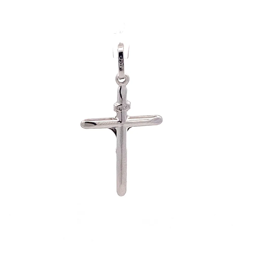 Colgante Crucifijo de Oro Blanco 18K con Valier
