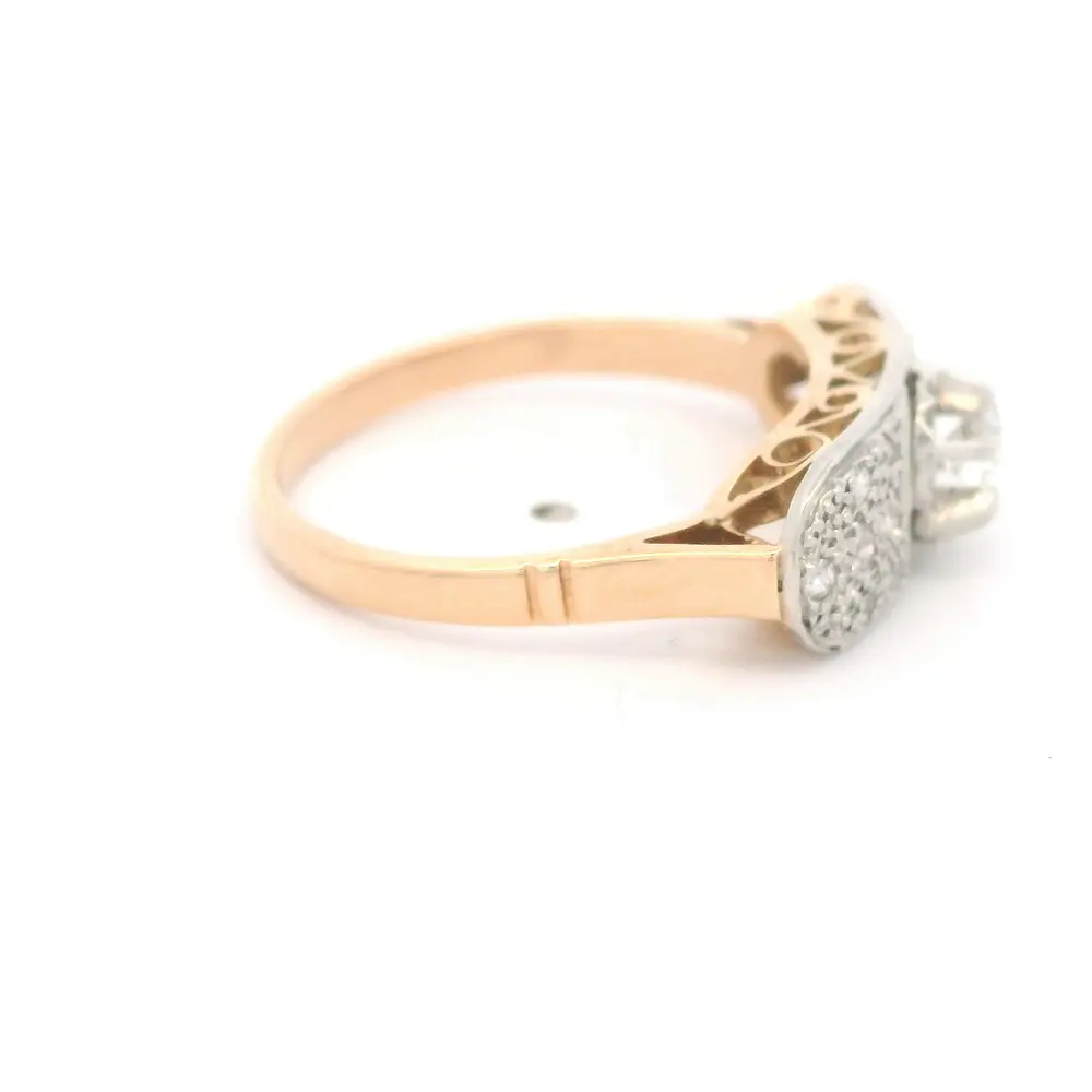 Anillo Cintillo de Dos Oros 18K con 15 Diamantes Naturales