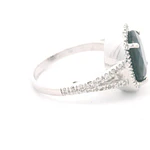 Anillo Sello de Oro Blanco 14K Rodinado con 52 Diamantes