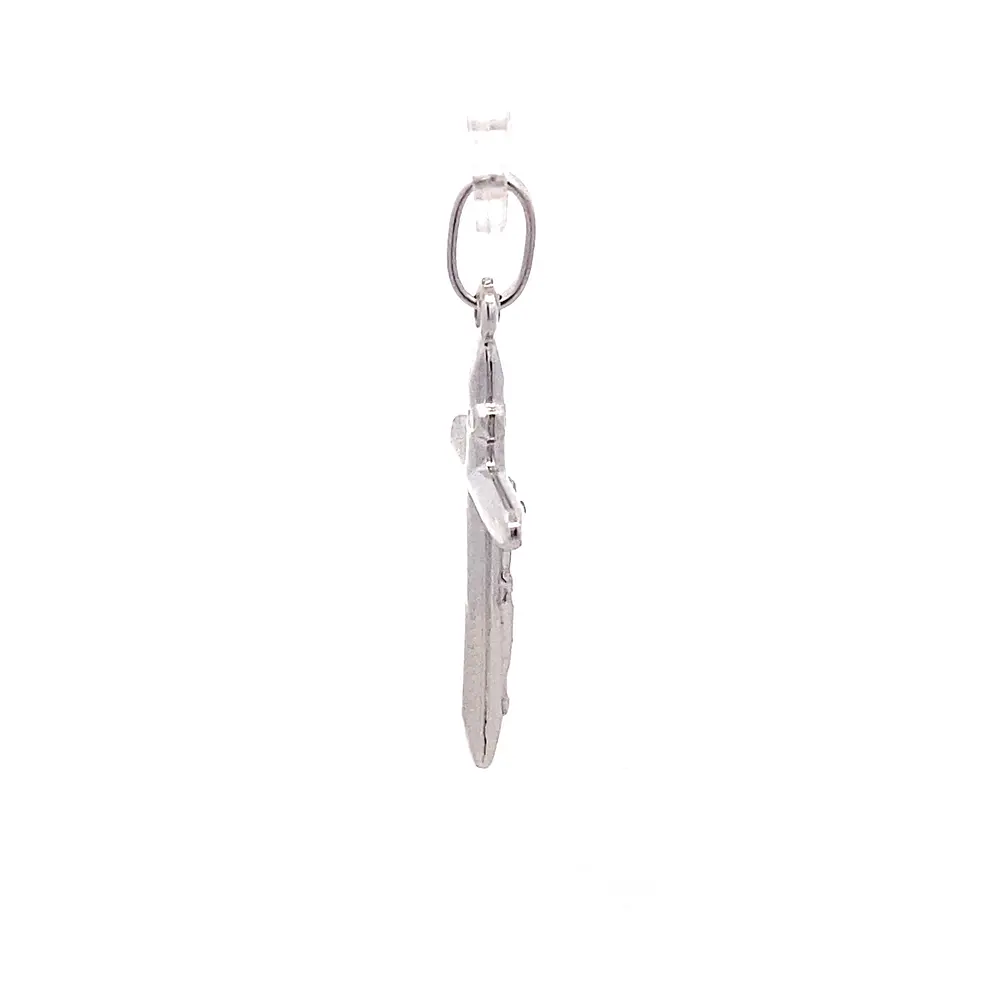 Colgante Crucifijo de Oro Blanco 18K con Valier