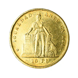 Moneda de Oro 10 Pesos Chile 1886