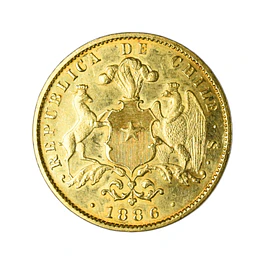 Moneda de Oro 10 Pesos Chile 1886