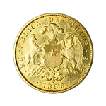 Moneda de Oro 10 Pesos Chile 1886