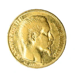 Moneda de Oro 20 Francos Napoleón III Francia 1854