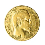 Moneda de Oro 20 Francos Napoleón III Francia 1854