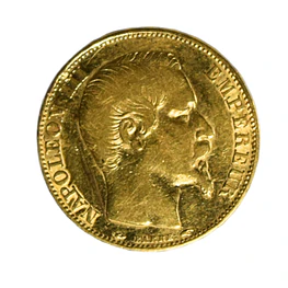 Moneda de Oro 20 Francos Napoleón III Francia 1863