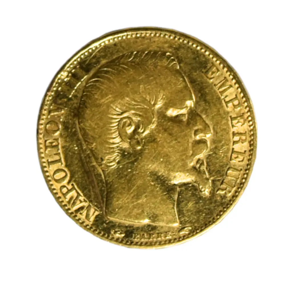 Moneda de Oro 20 Francos Napoleón III Francia 1863