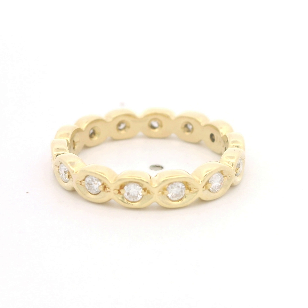 Anillo Cintillo Moderno Multi Capas Diamantes Oro Amarillo 18K