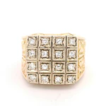 Anillo Sello Dos Oros 18K  Con  Diamantes