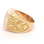 Anillo Sello Dos Oros 18K  Con  Diamantes