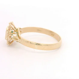 Anillo Flor Oro Amarillo 18K Con Esmeralda Cuadrada