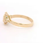 Anillo Flor Oro Amarillo 18K Con Esmeralda Cuadrada