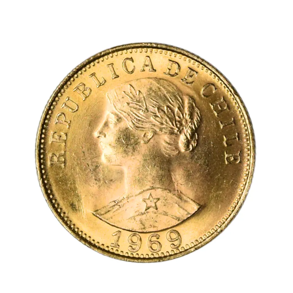Moneda de Oro 50 Pesos Chile (5 Cóndores) Año 1969