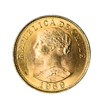 Moneda de Oro 50 Pesos Chile (5 Cóndores) Año 1969