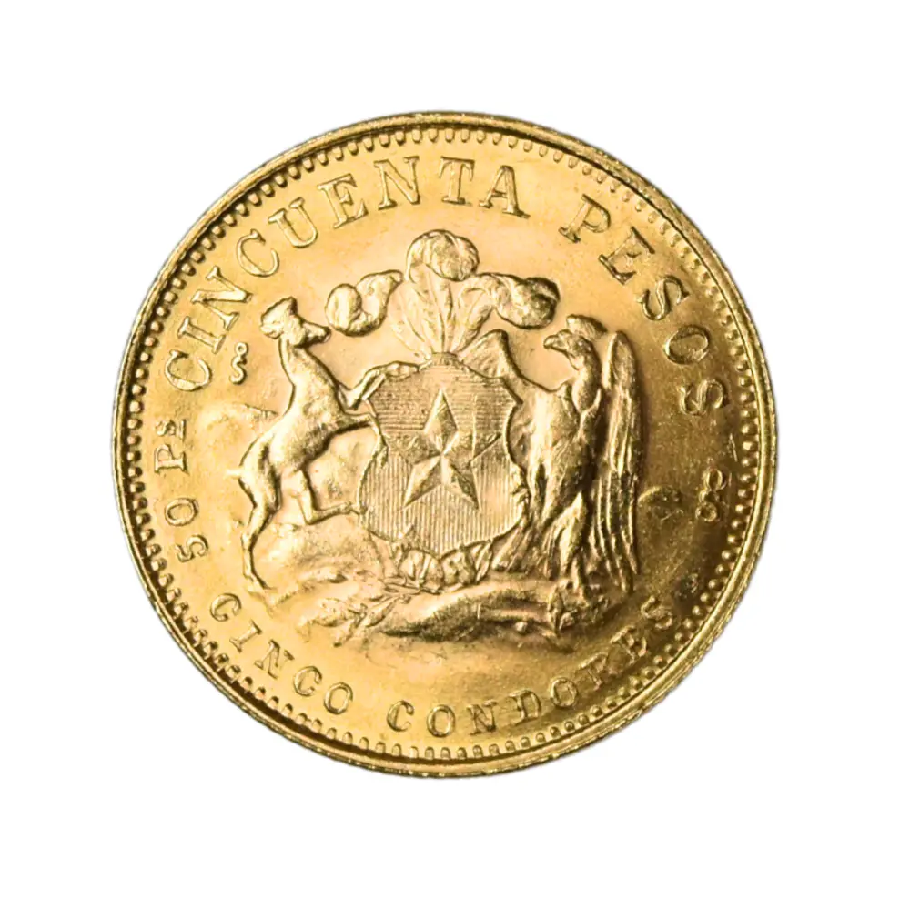 Moneda de Oro 50 Pesos Chile (5 Cóndores) Año 1969