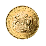 Moneda de Oro 50 Pesos Chile (5 Cóndores) Año 1969