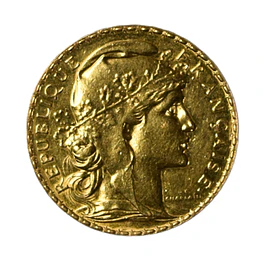 Moneda de Oro 20 Francos Francia Gallo Año 1907