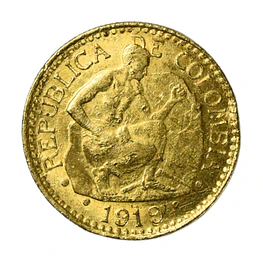 Moneda de Oro 5 Pesos Colombia Año 1919