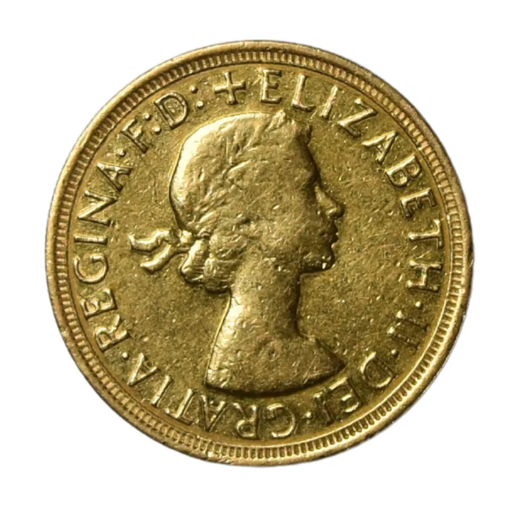 Moneda Soberano de Oro 22K Elizabeth II Reino Unido Año 1957